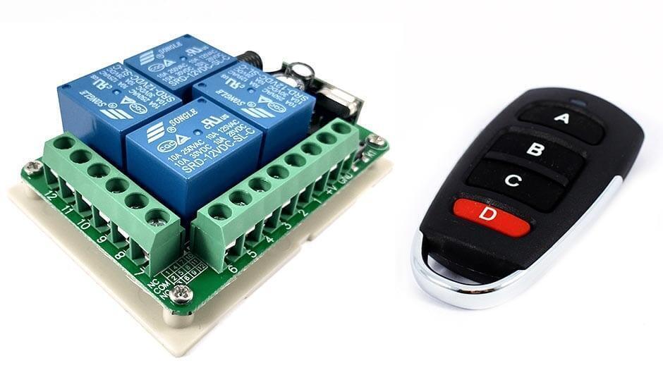 Modulo rele 4 Canales 12V RF y Control Remoto Inalámbrico 433 Mhz Domotica - Imagen 2