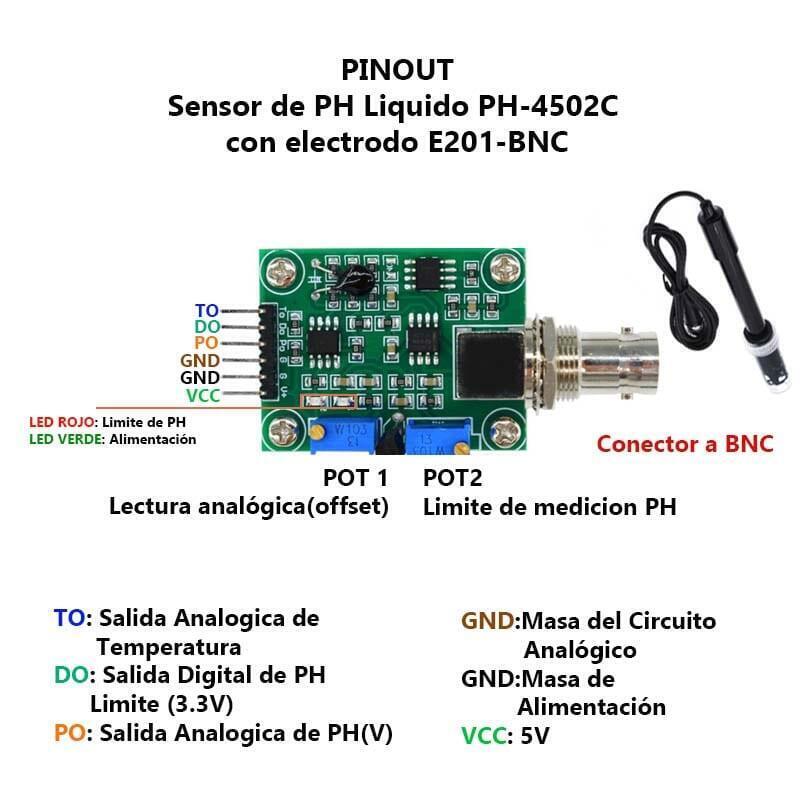 Sensor Detector De Ph + Sonda Electrodo + Liquido - Imagen 4