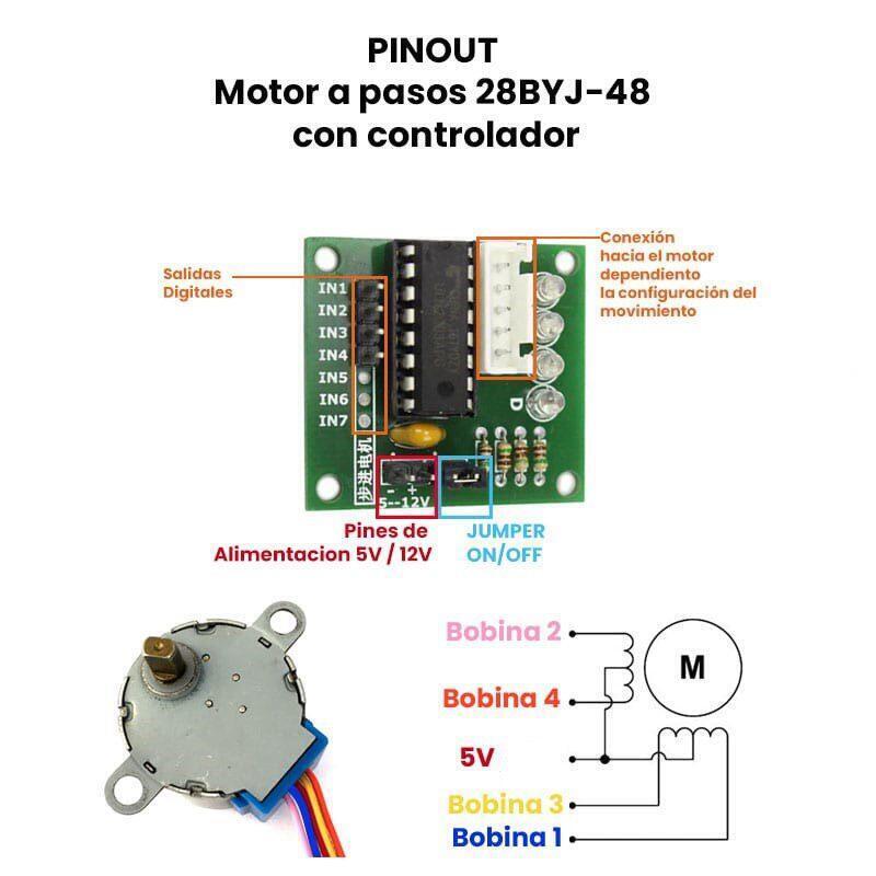 Kit Motor +driver Uln2003 Motor Paso A Paso Unipolar Arduino - Imagen 5