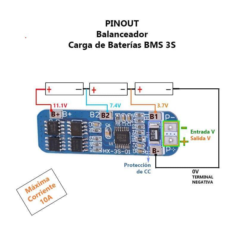 Bms 3s 10a Litio Lipo Cargador Protección 18650 Bateria - Imagen 3
