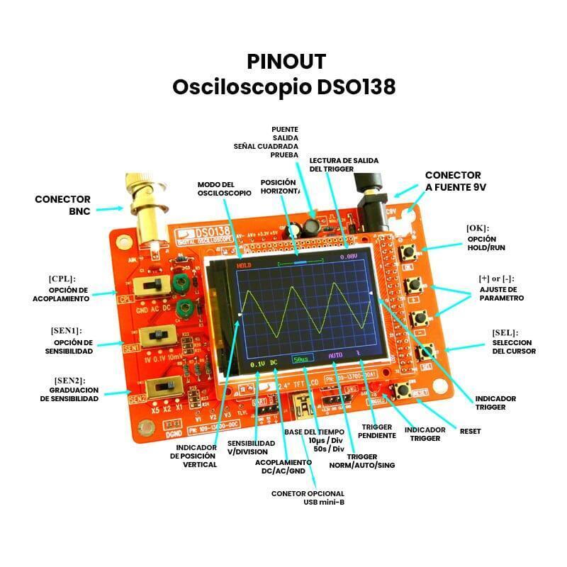 Osciloscopio Portatil Portable Dso138 2.4 Pantalla Con Sonda - Imagen 5