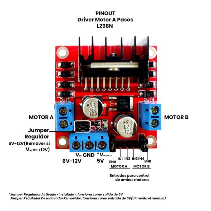 L298n Puente H Dual 25w L 298 N Cc Motor Para Arduino - Imagen 5