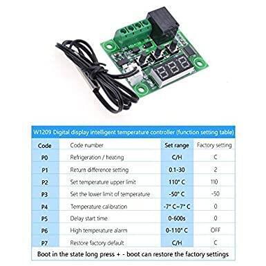 TERMOSTATO DIGITAL W1209 CONTROL TEMPERATURA INCUBADORA + FUENTE PODER - Imagen 6