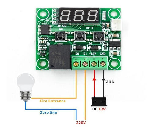 TERMOSTATO DIGITAL W1209 CONTROL TEMPERATURA INCUBADORA + FUENTE PODER - Imagen 2