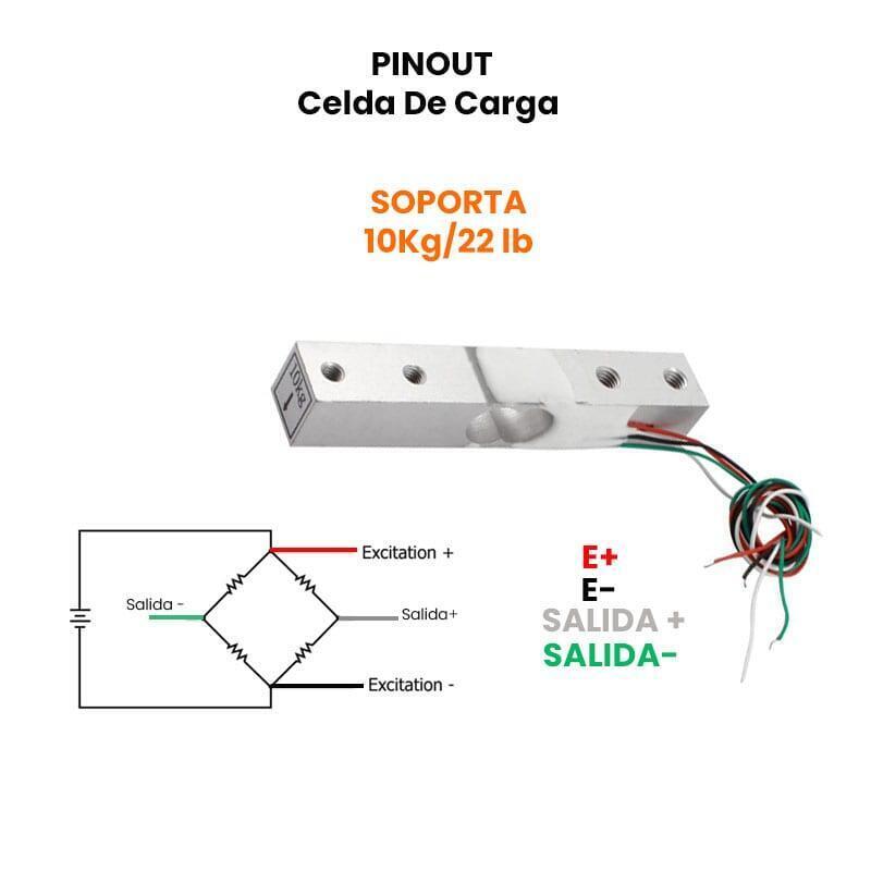 Modulo Celda De Carga 20kg 10kg Kg Conversor Hx711 Driver - Imagen 2