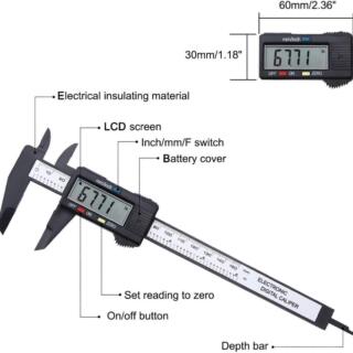 Calibrador Pie De Rey Digital Fibra De Carbono + Batería