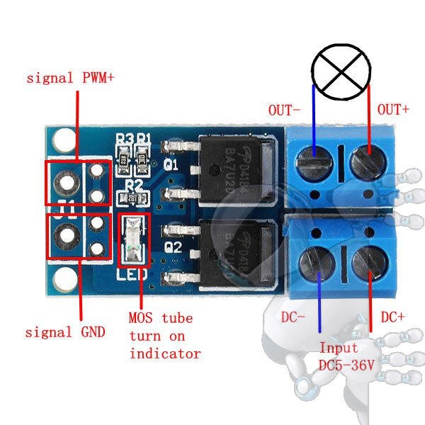 Modulo PWM 15A 400W Dual Mosfet Motor Lampara Arduino - Imagen 3