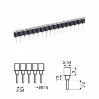 Pack de 2 Regleta Profesional Hembra 2.54mm 40P