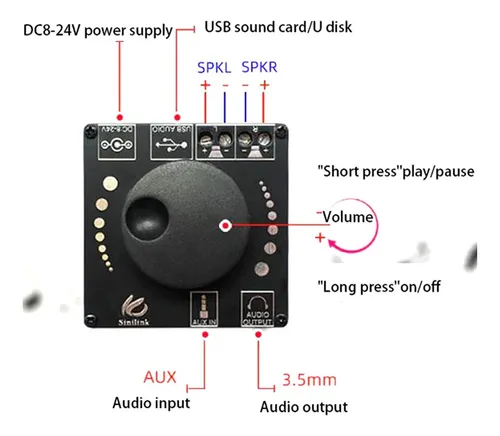 Amplificador 50w Estéreo Ap3016d Bluetooth Aux Usb 5-27v