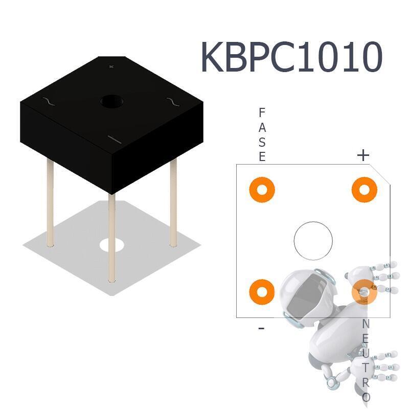 Puente Rectificador de 10A KBPC1010 - Imagen 2