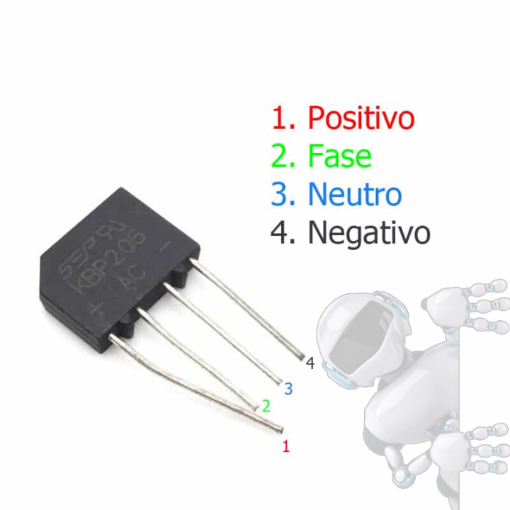 Kit 2 Puente Rectificador KBP206 600V 2A - Imagen 4