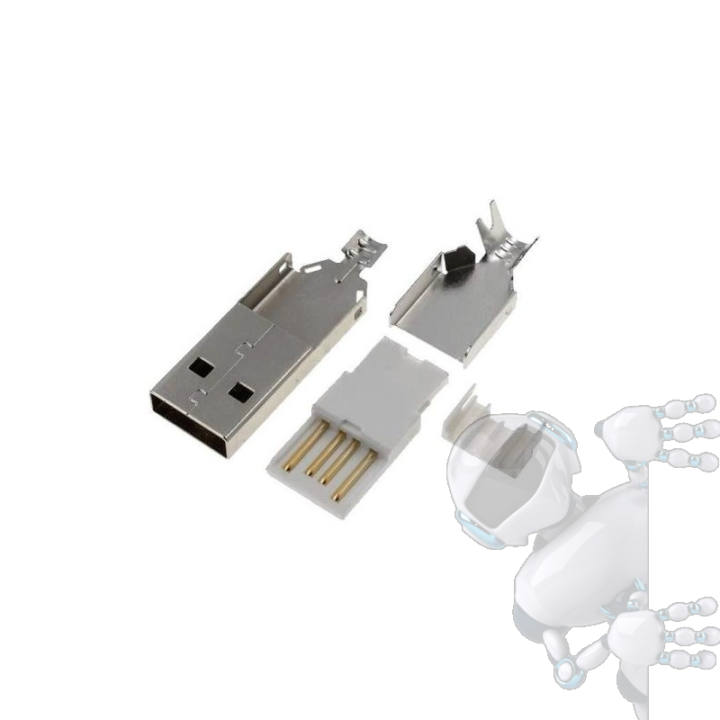 Kit 2 CONECTOR USB MACHO TIPO A AEREO CABLE 4 PINES DESNUDO