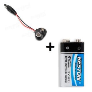 Combo Adaptador pila 9v con conector DC mas Bateria 9V