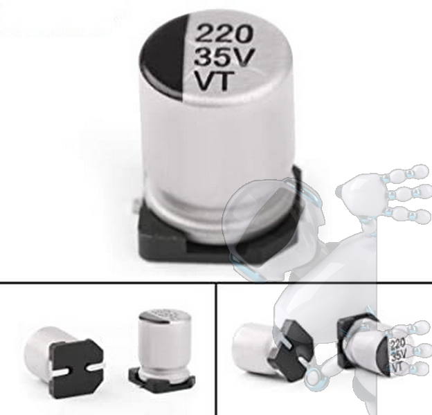 Kit 4 Capacitor Electrolítico De Aluminio 220 uF 35V 8x10.2 mm SMD - Imagen 2