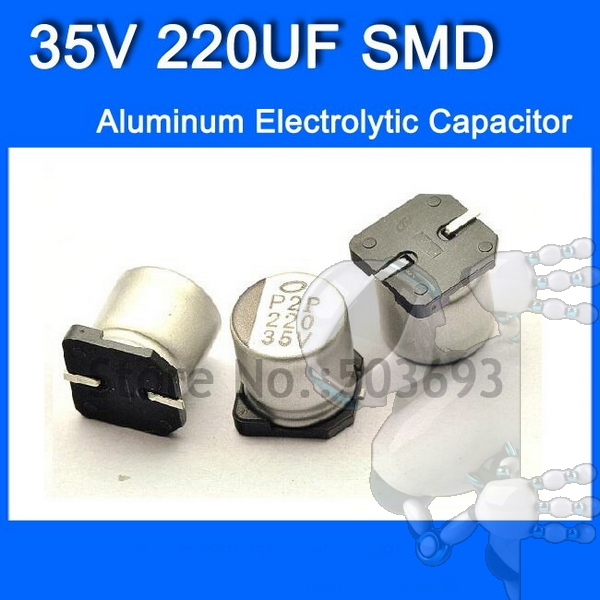 Kit 3 Capacitor Electrolítico De Aluminio 220 uF 35V 10x10 mm SMD