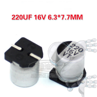 Kit 4 Capacitor Electrolítico Aluminio 220uF 16V 6.3x7.7mm