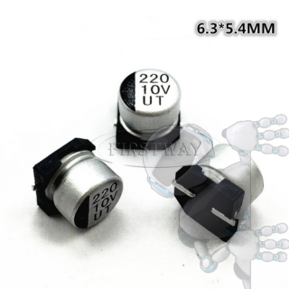 Kit x4 Capacitor Electrolítico De Aluminio 220 uF 10V 6.3x5.4 mm SMD