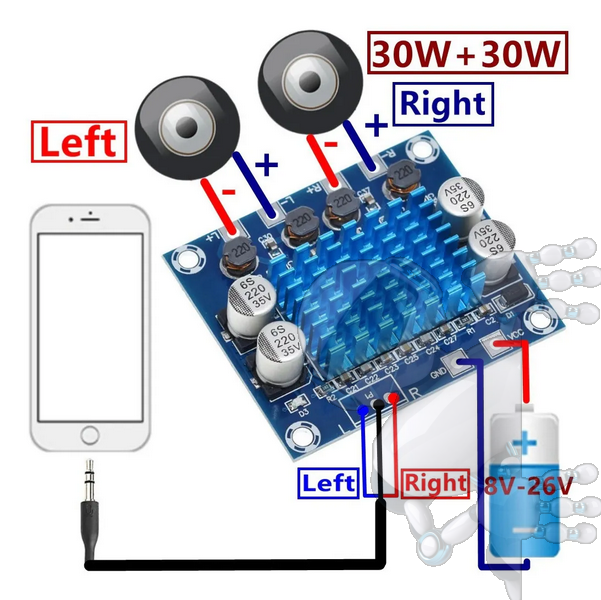 Amplificador De Audio Tpa3110 Xh-a232 30w + 30w Sonido Digit - Imagen 3