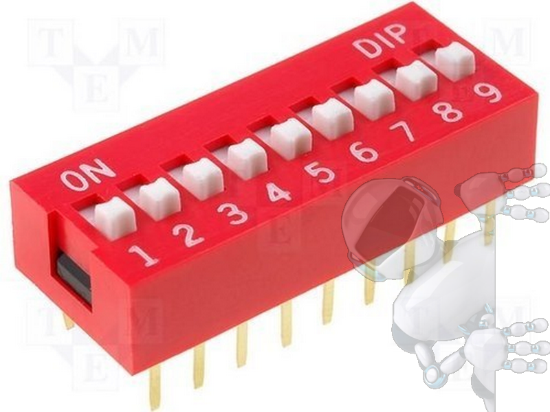DIP Switch de 9 Posiciones Rojo