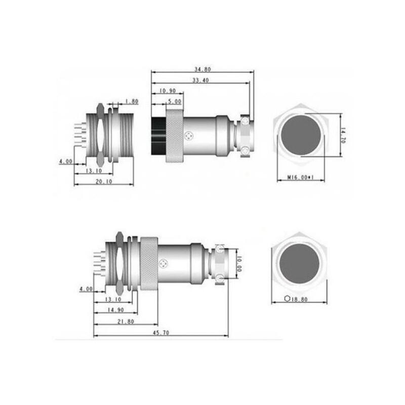CONECTOR CIRCULAR 4 PINES pareja GX16-4 METÁLICO Aviacion - Imagen 8