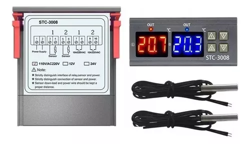 Termostato Digital Doble Refrigeración Incubadora Cultivo Stc3008 2 Sensores - Imagen 2