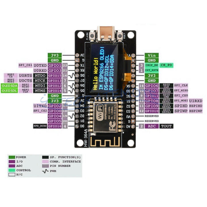 Nodemcu Esp8266 Wifi, Pantalla Oled Tipo C - Imagen 3