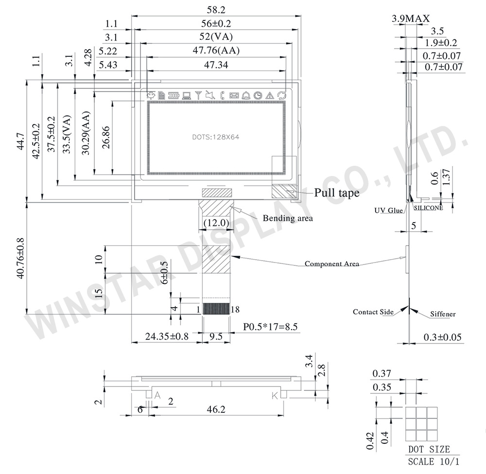 Módulo LCD 12864 IIC 4P 128X64 I2C ST7567S COG placa de pantalla gráfica Panel LCM pantalla de matriz de puntos 128x64 para Arduino - Imagen 3